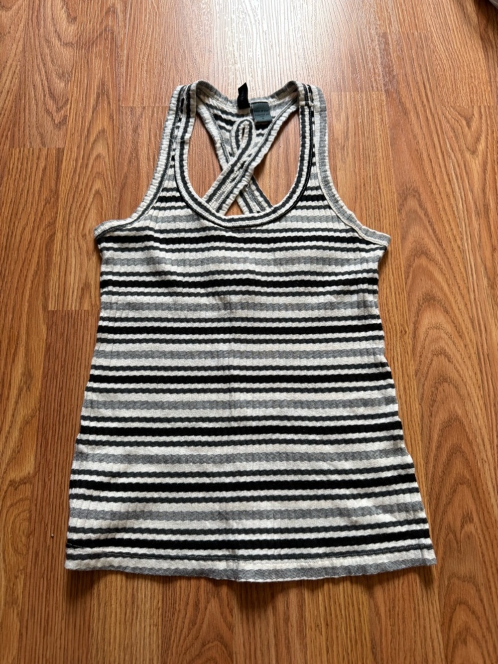 Striped Racerback Tank Top in Black and White